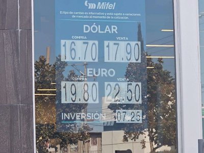 Sube el dólar a 17.90 en casa de cambio Banca Mifel