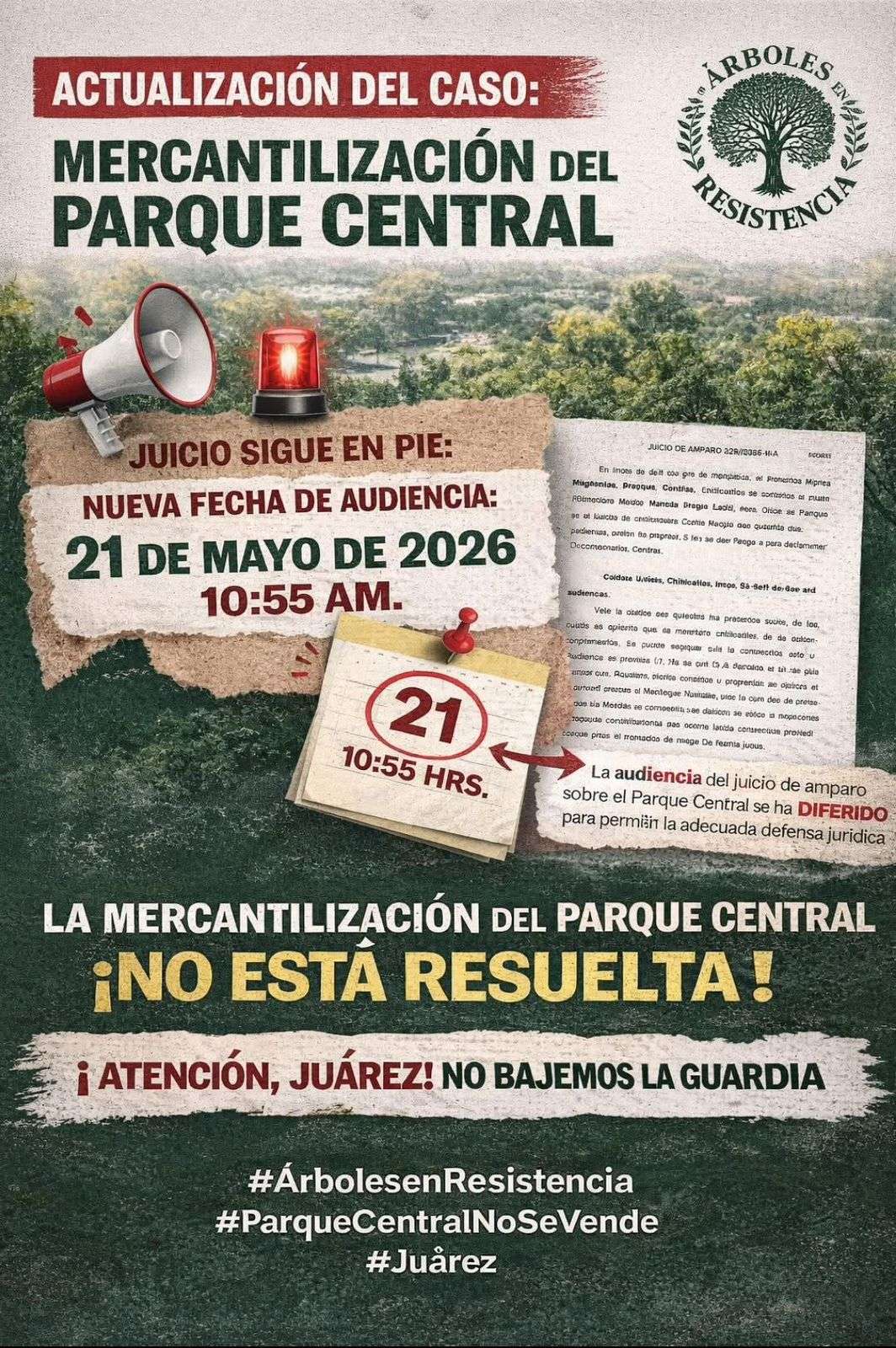 Digieren audiencia constitucional del amparo por Parque Central