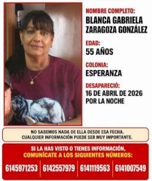 Buscan a mujer desaparecida en la colonia Esperanza