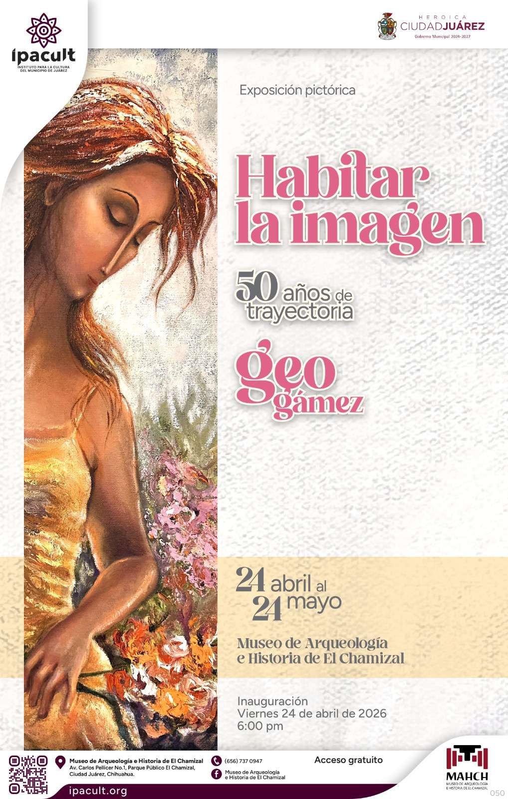 Exponen 50 años de trayectoria de Geo Gámez en museo de El Chamizal