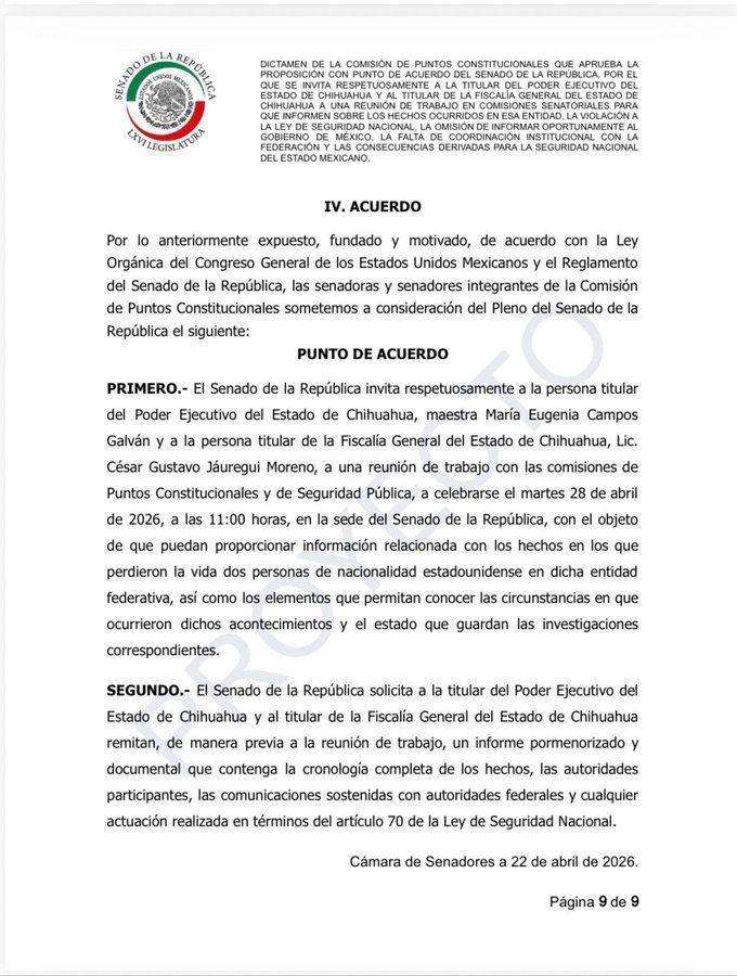 Invita Comisión del Senado a Maru y Jáuregui a explicar