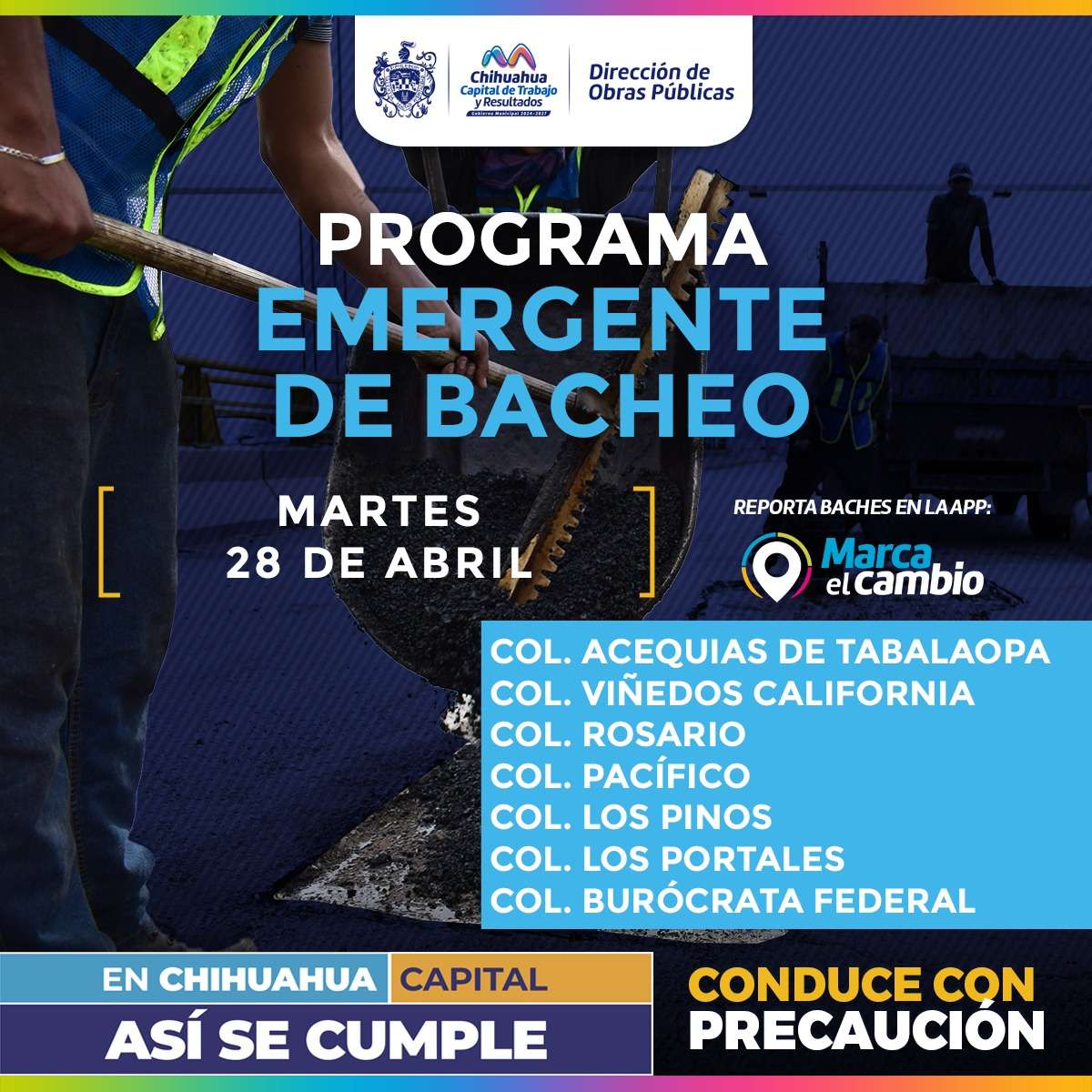 Llega bacheo emergente a siete colonias de la ciudad