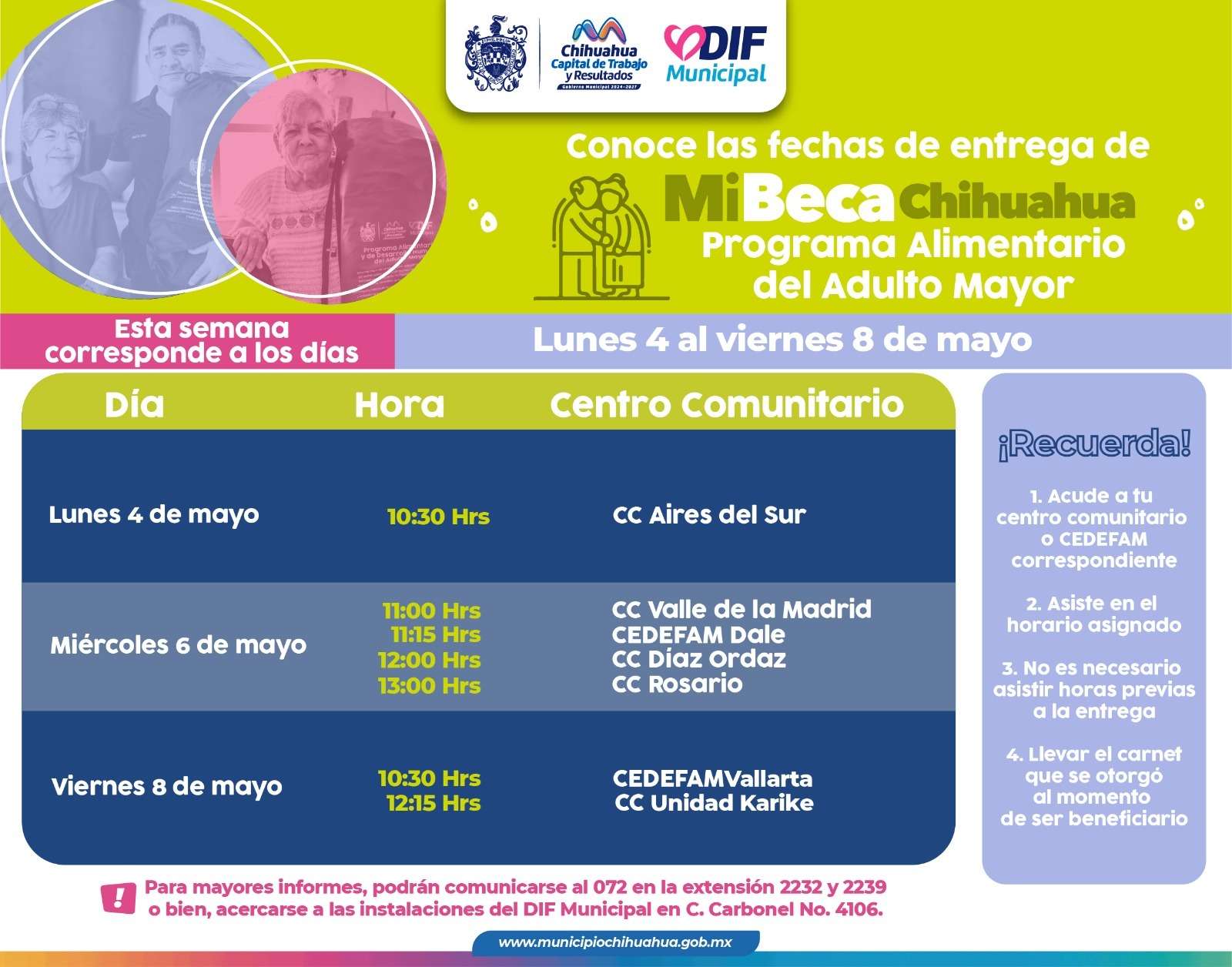 Difunden fechas de entrega del programa alimentario para adultos mayores