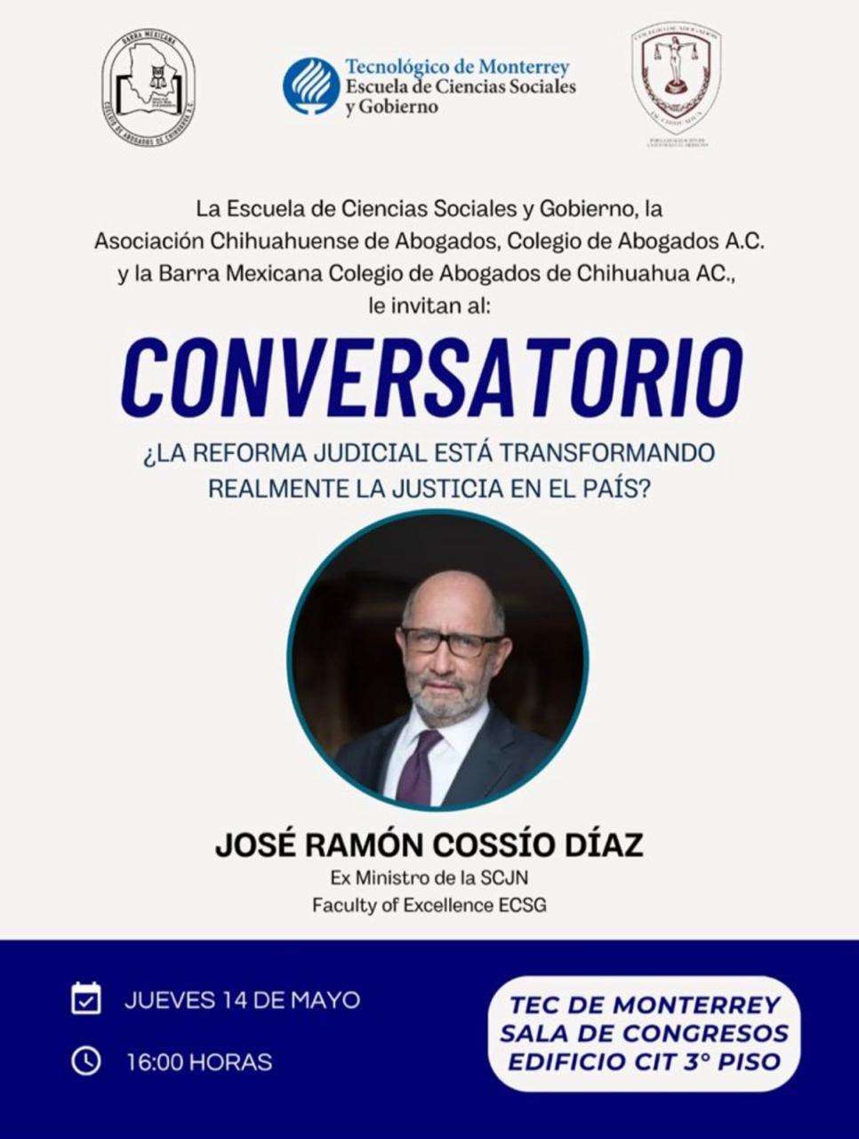 Invitan a foro con José Ramón Cossío sobre justicia y reforma judicial