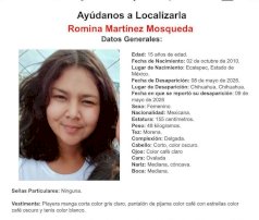 Solicitan apoyo ciudadano para localizar a menor de 15 años