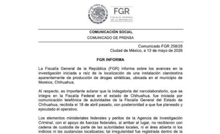 Acusa FGR anomalías en aseguramiento de narcolaboratorio en El Pinal