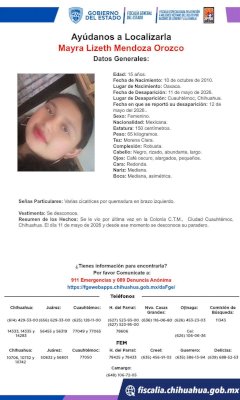 Buscan a jovencita desaparecida en Cuauhtémoc