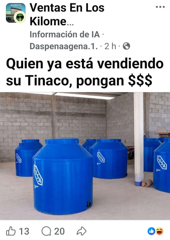 Detectan presunta venta de tinacos entregados en Los Kilómetros