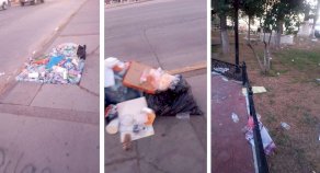 Queda basura de Morena regada por todo el primer cuadro de la ciudad