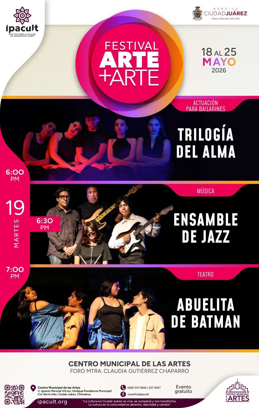 Reúne festival Arte+Arte música, danza y teatro en el Centro Municipal de las Artes
