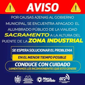 Piden precaución por falta de alumbrado en la Sacramento 