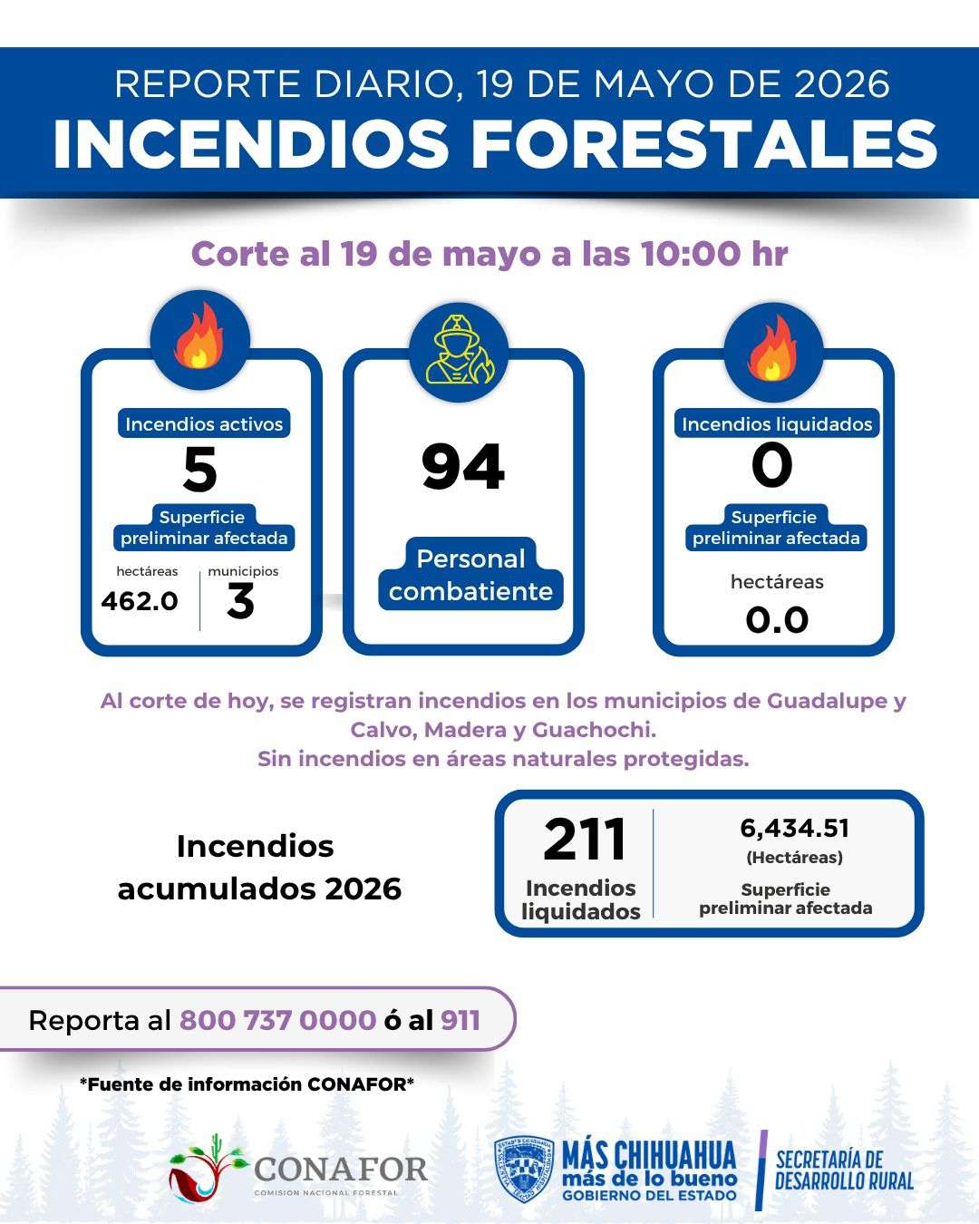 Alcanza Chihuahua 211 incendios forestales en lo que va del año