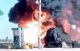 Viralizan video de incendio que consume gasolinera en Janos 