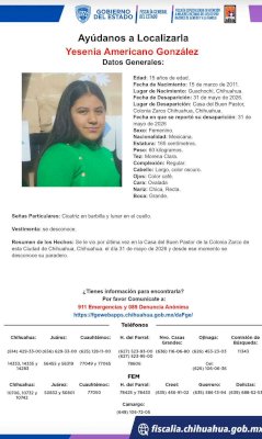 Buscan a jovencita de 15 años desaparecida en la Zarco