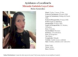 Desaparece la joven Miranda Gabriela Loya en Jiménez