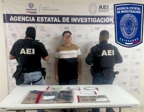 Detienen a uno con droga y arma de fuego durante cateo 