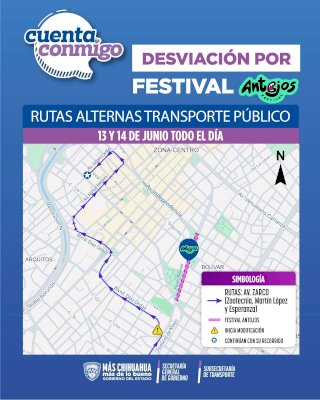 Anuncian cambios en rutas urbanas por Festival Antojos 