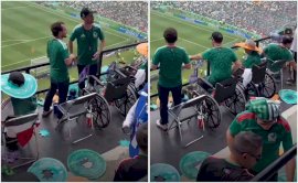 Viralizan a aficionado levantándose de silla de ruedas en el Mundial 