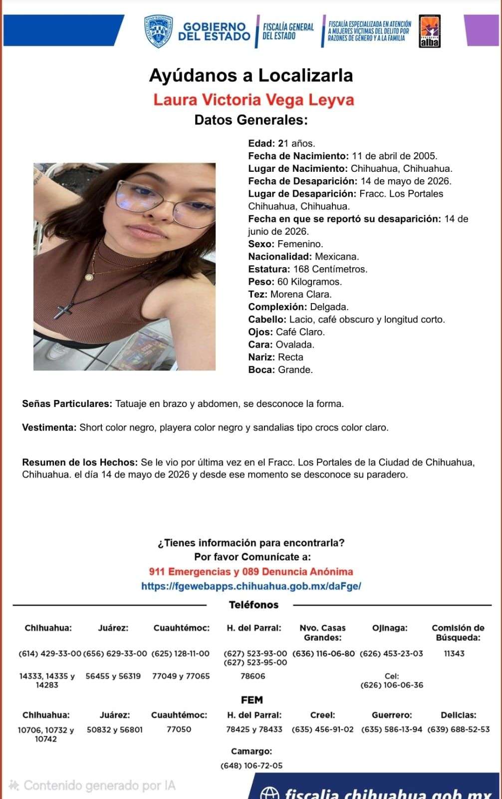 Buscan a Laura Victoria desaparecida en fraccionamiento Los Portales 