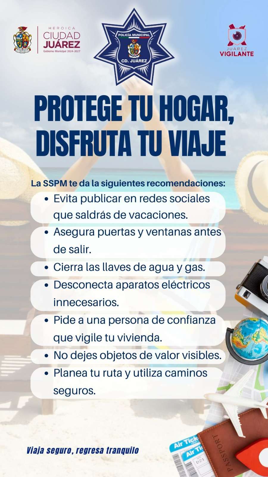 Difunden recomendaciones para prevenir incidentes en vacaciones
