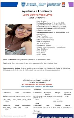 Buscan a Laura Victoria desaparecida en fraccionamiento Los Portales 