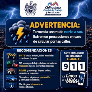 Pide Municipio extremar precauciones ante intensa lluvia 