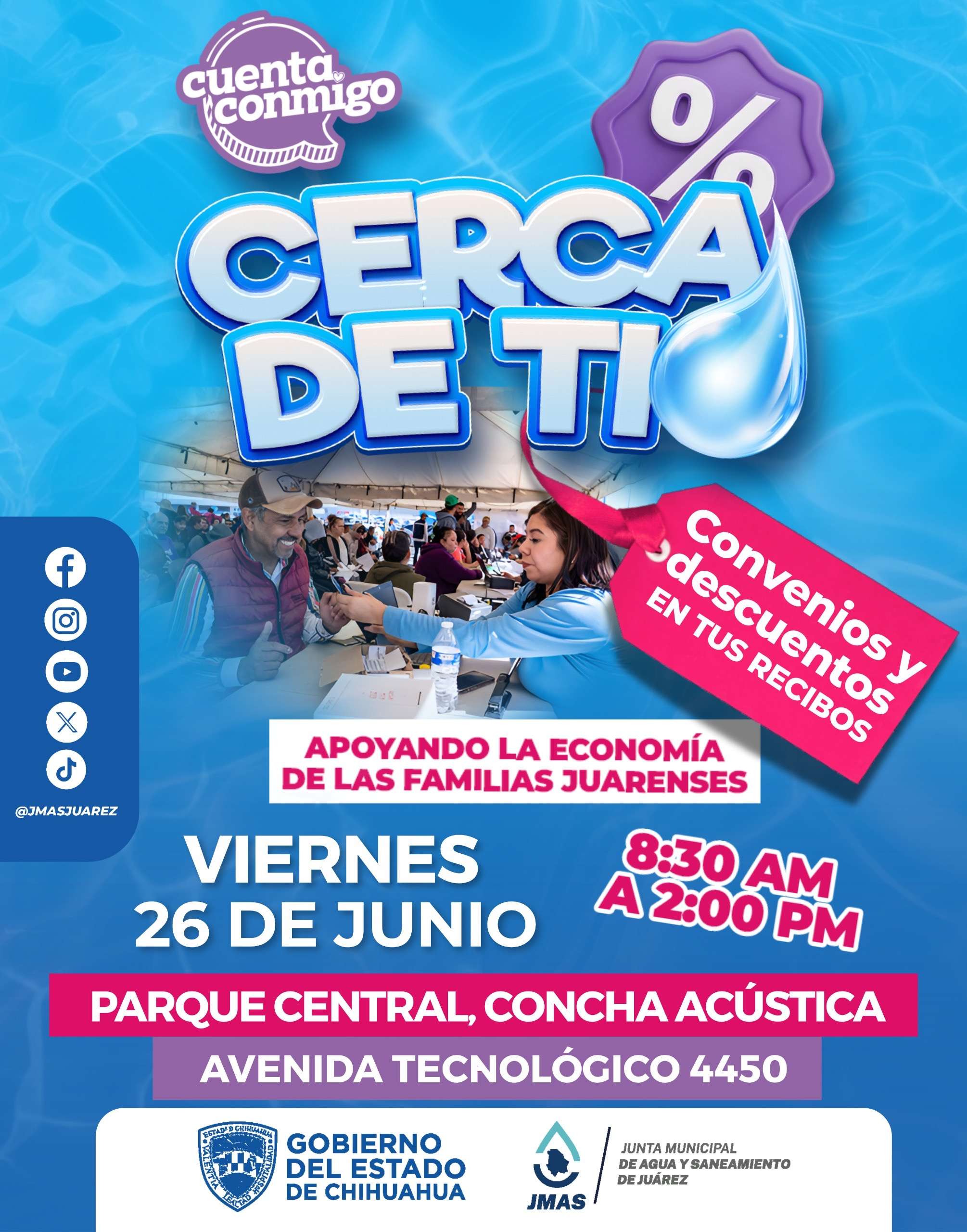 Llevarán servicios y descuentos del agua al Parque Central