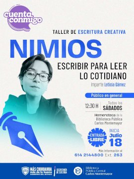 Invitan al taller gratuito de escritura creativa Nimios de Leticia Gámez