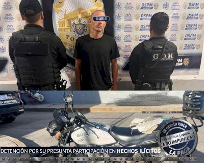Detienen a motociclista con droga en Praderas del Sur