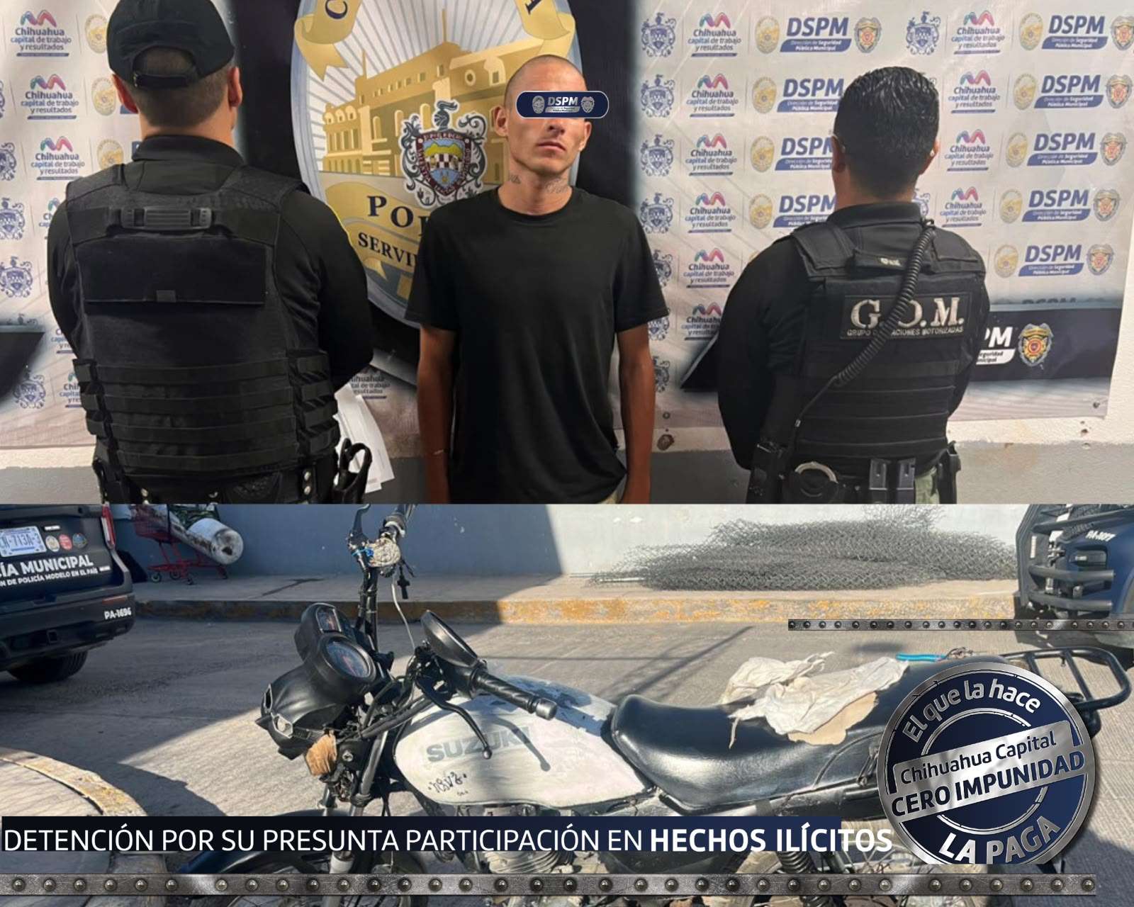 Detienen a motociclista con droga en Praderas del Sur