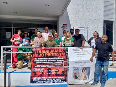 Trabajan bajo protesta en el Issste por falta de aire 