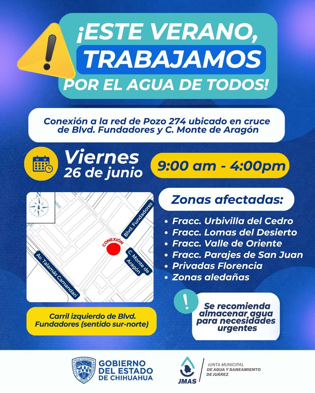 Suspenderán temporalmente el agua en estas colonias por obras de conexión