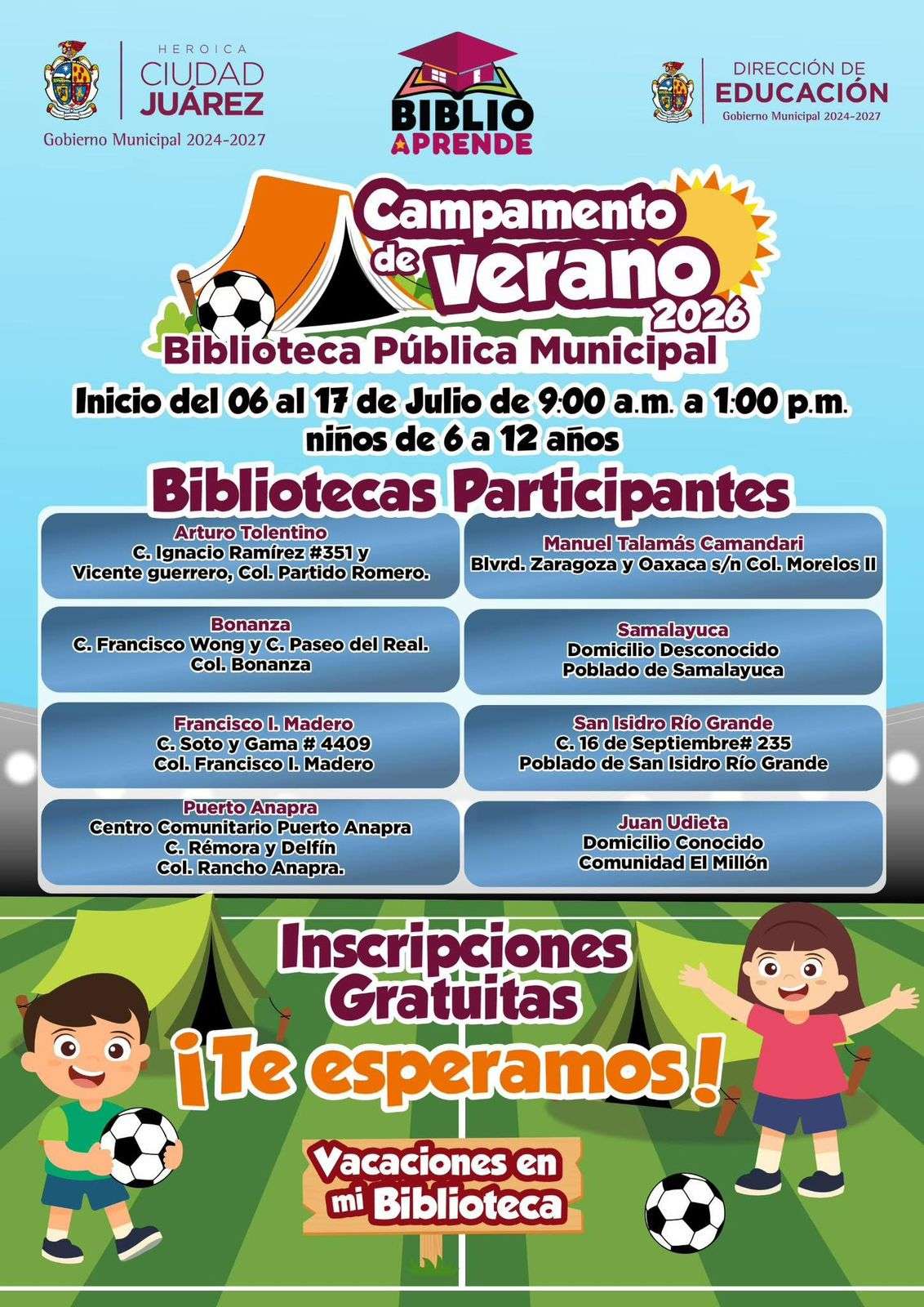 Realizarán Campamentos de Verano en bibliotecas públicas
