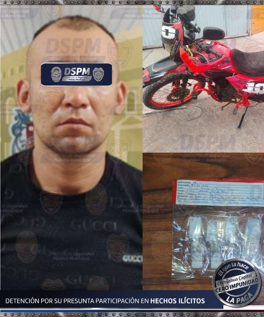 Detienen a motociclista con cristal en Jardines de Oriente
