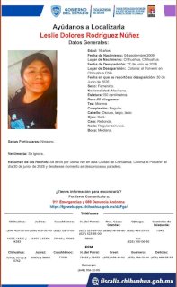 Buscan a jovencita desaparecida en el Porvenir 