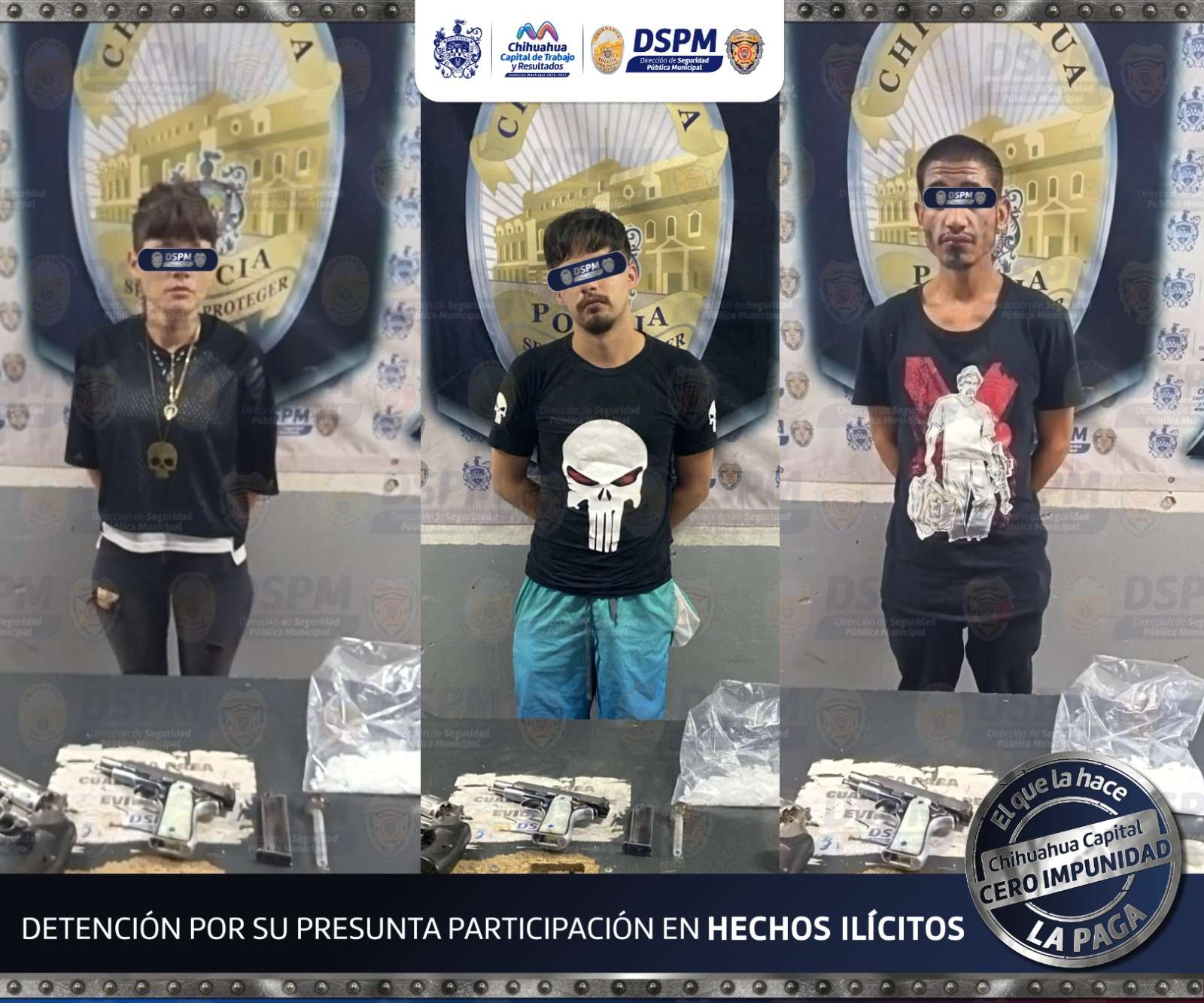Detienen a tres con armas y droga en hotel de la Vialidad CH-P
