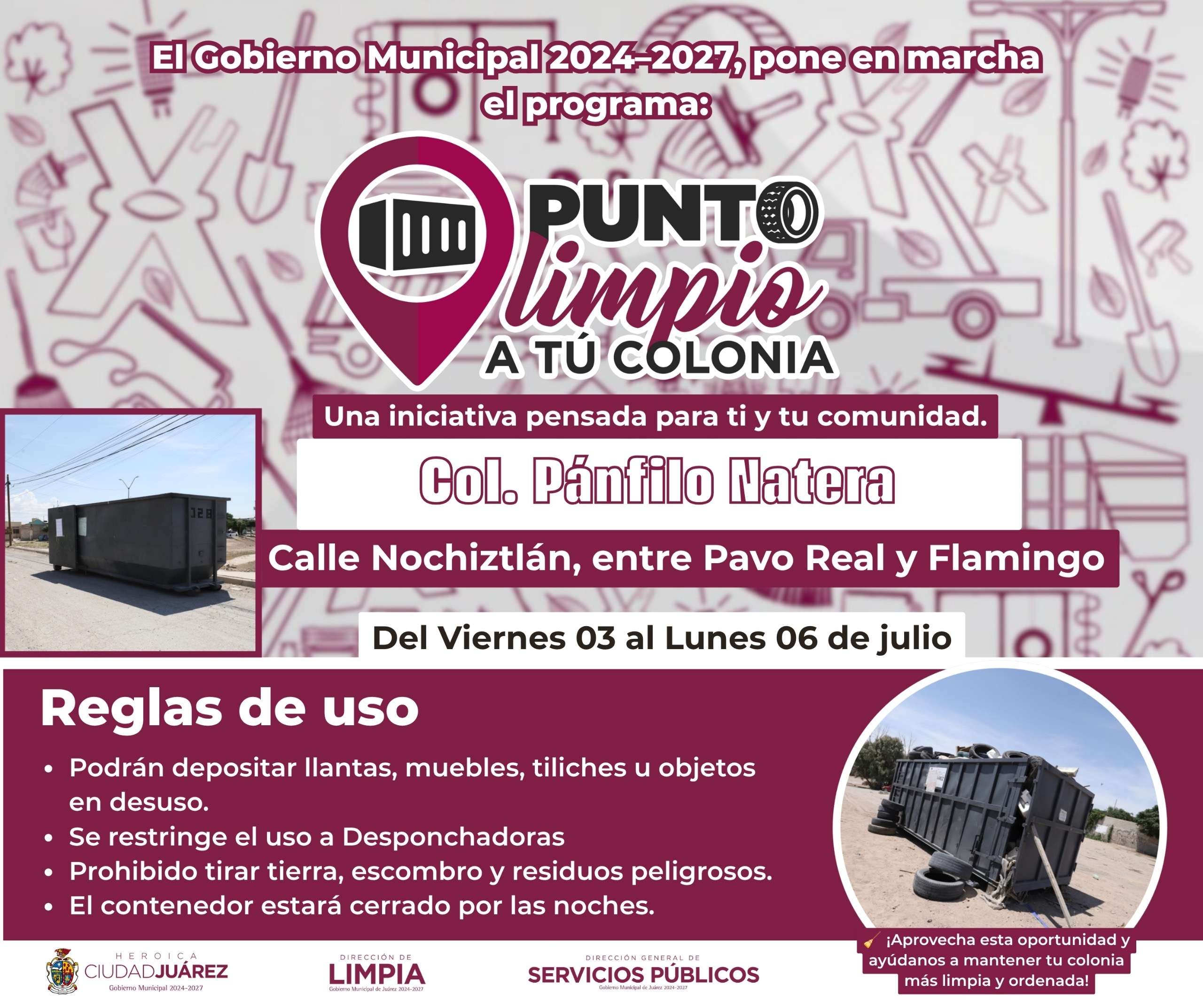 Estará Punto Limpio en tu Colonia en diversos sectores de la ciudad 