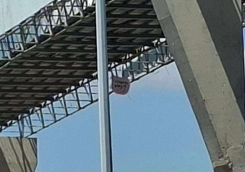 Dejan piñata con forma de cabeza de cerdo y mensaje amenazante

