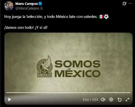 Comparte Maru emotivo video de aliento para la Selección Mexicana 