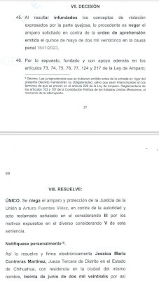 Niegan amparo a Fuentes Vélez por orden de aprehensión en caso Ichisal