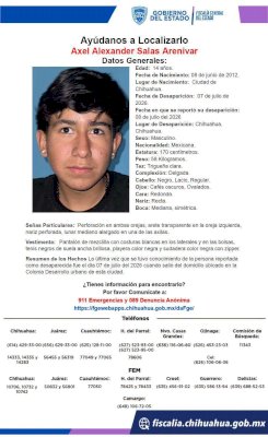 Buscan a jovencito desaparecido en la Desarrollo Urbano
