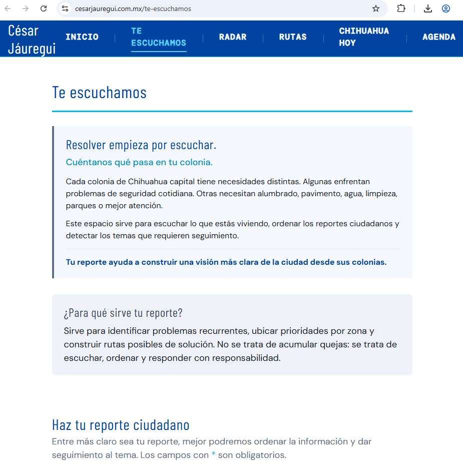Invita Jáuregui a participar en plataforma Te Escuchamos