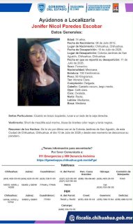 Desaparece jovencita de 14 años en Jardines de San Agustín