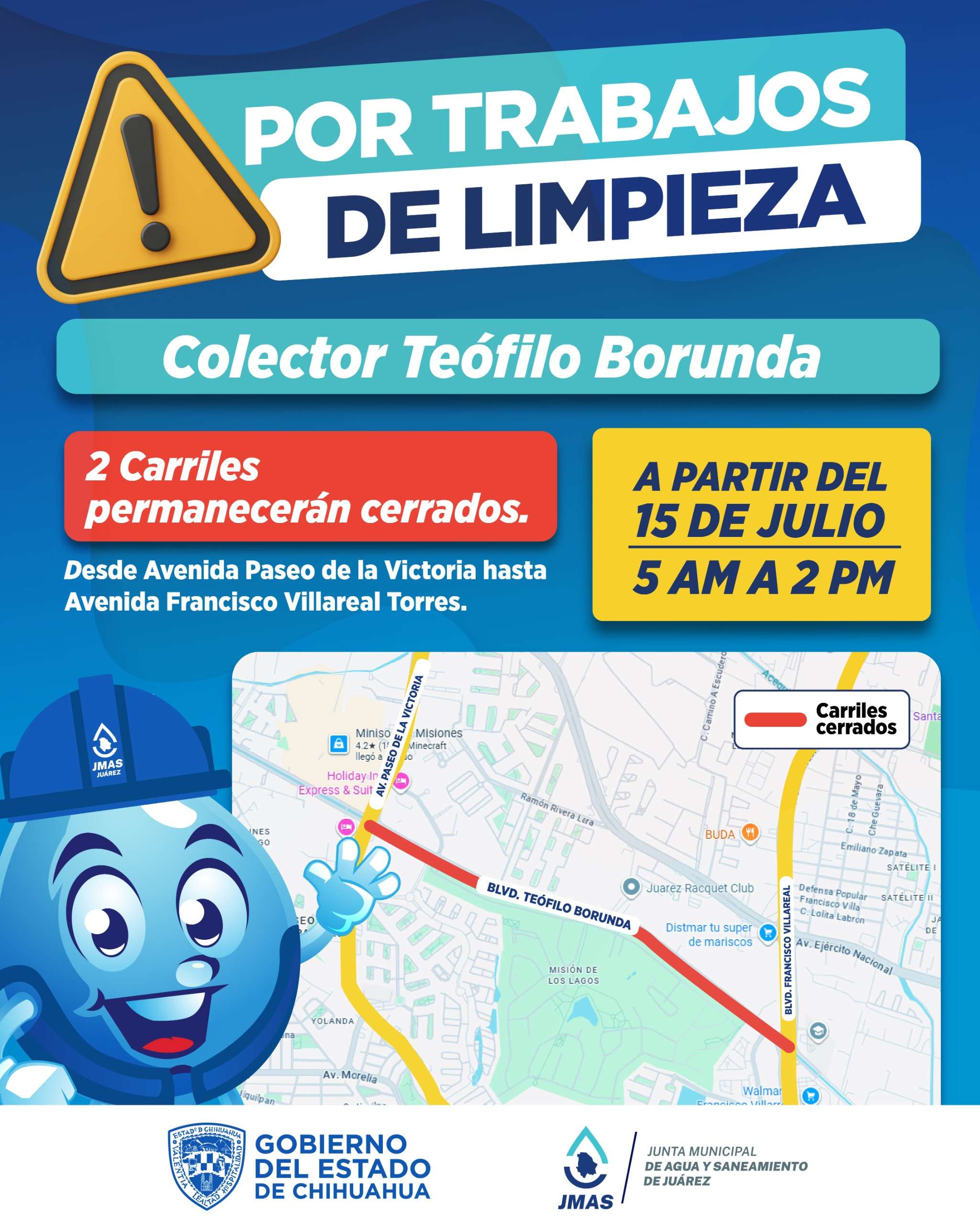 Continuará JMAS con limpieza del colector Teofilo Borunda 