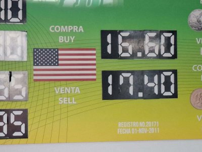 Se mantiene el dólar a $17.40 en casa de cambio Camnosa