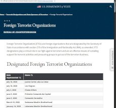 Publica Estados Unidos lista actualizada de Organizaciones Terroristas