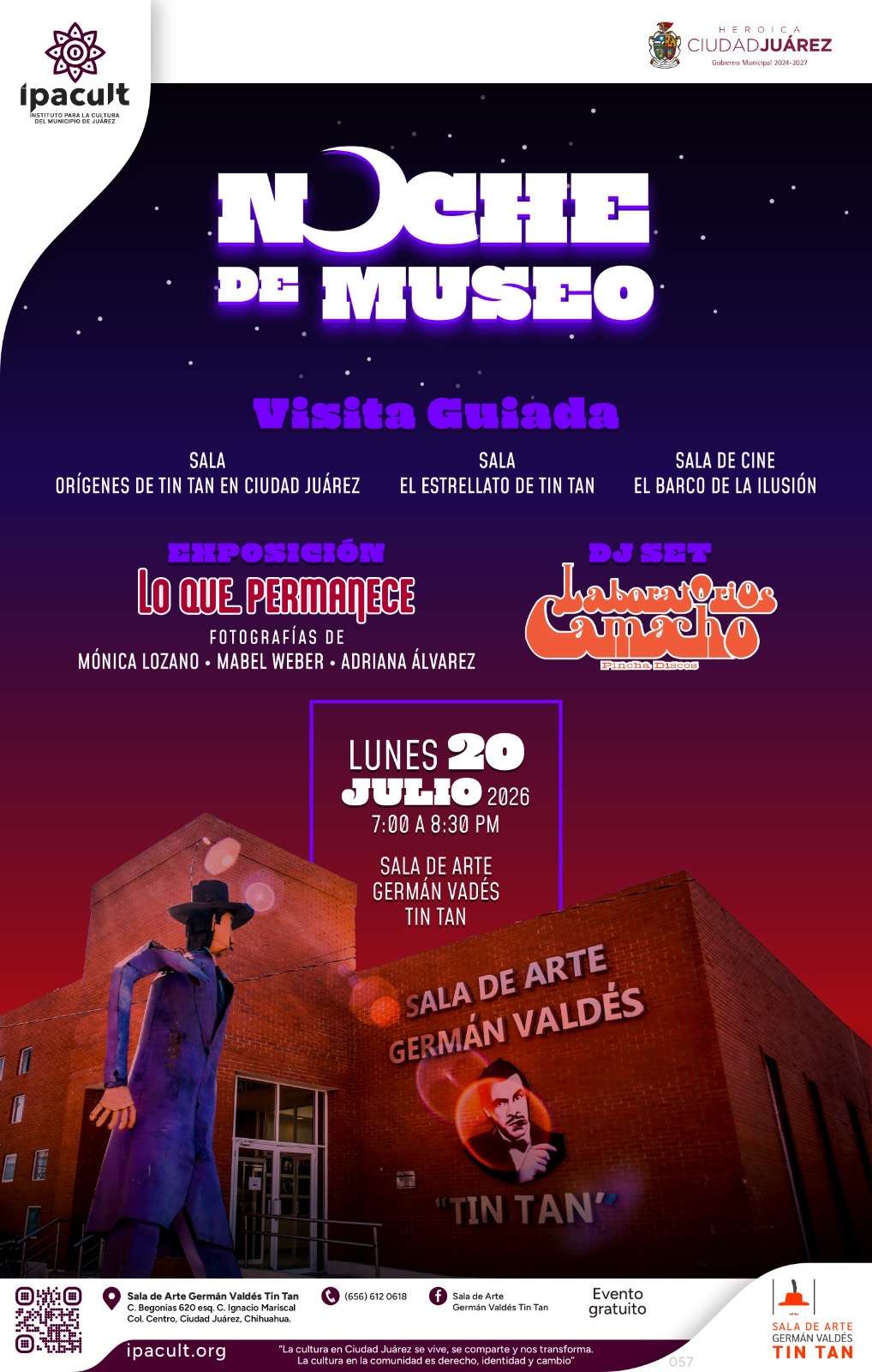 Realizarán la Noche de Museo en la Sala Tin Tan
