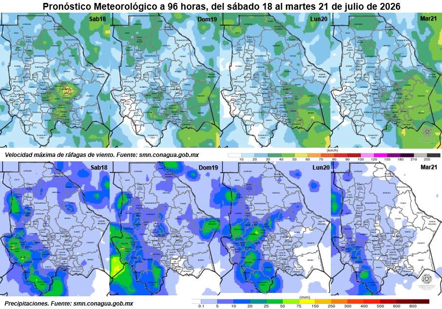 Alertan por lluvias fuertes y granizadas en gran parte del estado