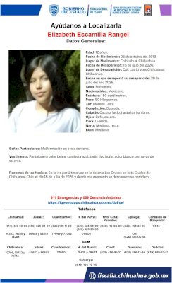 Buscan a menor de 12 años desaparecida en Las Cruces 