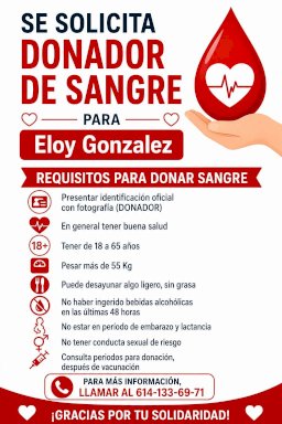 Solicitan donadores de sangre para paciente en el Hospital Morelos